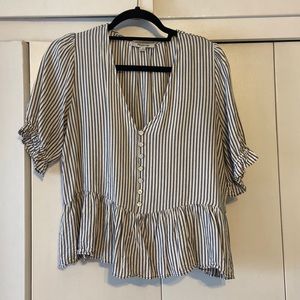 Madewell striped v neck blouse